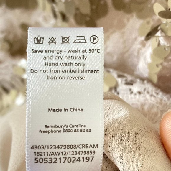 BNWT Tu Women's Cream Beige Sequin Embellished Blouse Size 14 - Picture 13 of 13